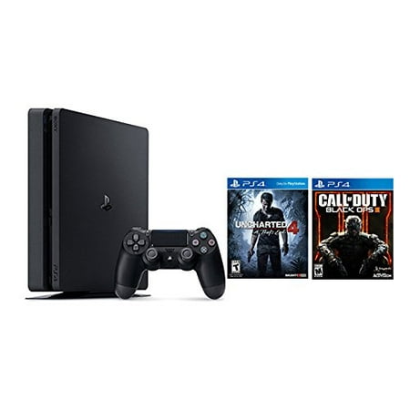 Playstaton 4 Slim 2 items Bundle: PlayStation 4 Slim 500GB Console - Uncharted 4 Bundle and Call of Duty Black OPS III