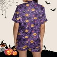 thumbnail image 4 of Personalized Customized Clothing DIY Womens Pajama Sets 2 Piece Halloween Short Sleeve Sleepwear Graphic Button Down Shorts Silk Satin Pajama Set, 4 of 6