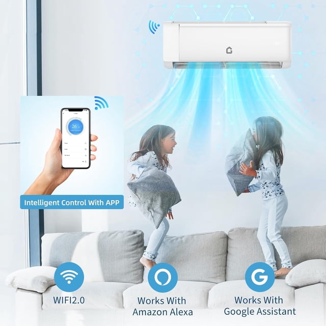 Kojooin 12000 BTU Mini Split Air Conditioner, Smart Ductless AC and Heater with WiFi, Remote and Inverter Tech