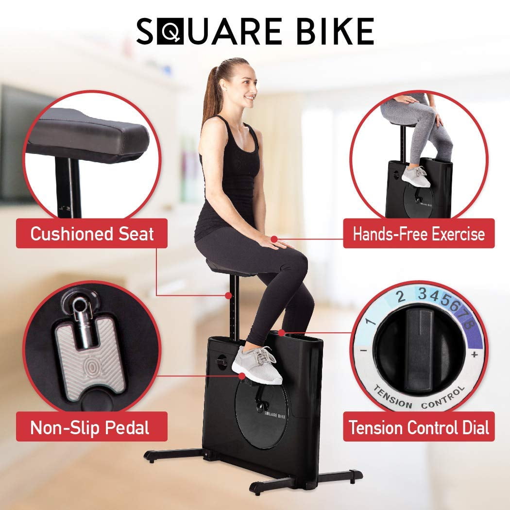 Daiwa Felicity Compact Exercise Bike – 8-Level Magnetic Resistance, Stationary Square Bike for Home & Under-Desk Workouts – Indoor Cycling Fitness Bicycle