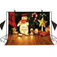 thumbnail image 1 of EREHome Polyester Fabric Christmas Backdrop 7x5ft Snowman Lighted Candles Photo Video Studio Props Kids Photography Background, 1 of 2