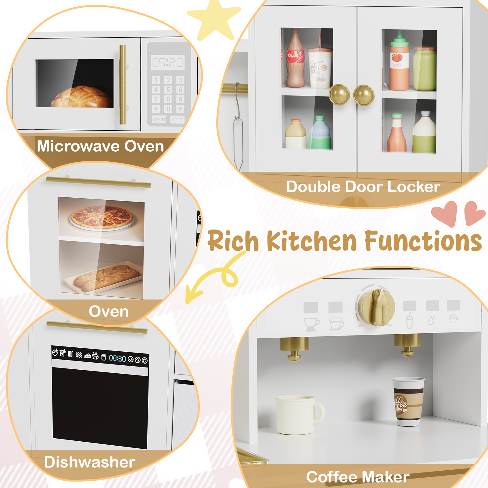 Arlopu Wooden Play Kitchen with Sink & Accessories photo 6