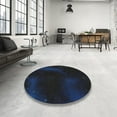 thumbnail image 4 of Ahgly Company Machine Washable Indoor Round Transitional Blue Jay Blue Area Rugs, 3' Round, 4 of 7