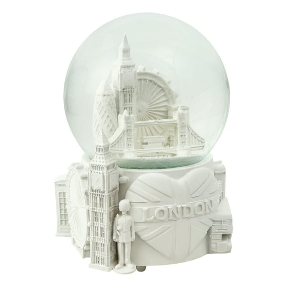 White Musical London Snow Globe 5.75 Inches