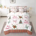 thumbnail image 2 of jejeloiu Happy Christmas Bedding Comforter Set 7pcs,Chic Xmas Tree Queen Bedding Sets,Red Berry Bowtie Queen Sheet Sets For Teens,Microfiber Bedroom Decor Reversible, 2 of 8