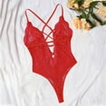 thumbnail image 3 of Hfnxid Women's Open Crotch Low Back Bodysuit Lace Embroidery Underwear for Women, 3 of 6