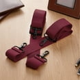 thumbnail image 5 of Buyless Fashion Mens 2 Pack Suspenders - 48" Elastic Adjustable Heavy Duty 2" Wide - X Back With Black Hooks - 5140-2-Burgundy, 5 of 7