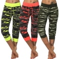 thumbnail image 2 of Women's High Waist Camouflage Printed Capri Leggings Elastic Drawstring Fitness Slim Yoga Sports Cargo Cropped Pants, 2 of 2
