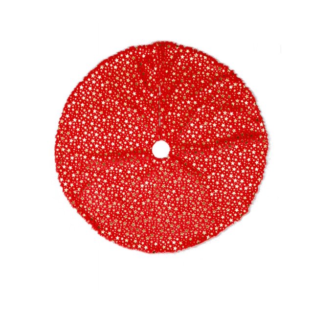 Adornos navideños, vestido de árbol de peluche con estampado de cinco estrellas rojo, vestido de árbol de Navidad decorativo de felpa rojo oso de fresa Electrónica