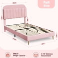 thumbnail image 2 of Tamaño completo-size marco de cama: estante de libros cabecero forrado platform tamaño individual cama, no box spring, rosa con de madera slats support, 2 of 7