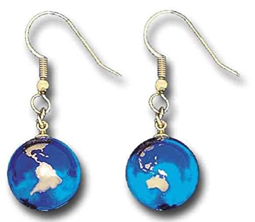 Half Inch Diameter Blue Earth Marble With 22k Gold Continents Recycled Glass 