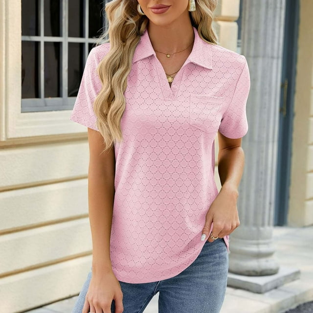 Fiudx Ofertas Flash Del Día Solo En Línea Blusa Cómoda Elástica Informal Sólida con Cuello En V y Manga Corta para Mujer a La Moda