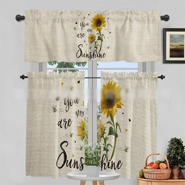 Innerwin Short Curtain Light Filtering Half Kitchen Curtains Rod Pocket Modern Window Drapes Decor Decorative Tier Simple Letters Printed Style A 1pc: 54x18in