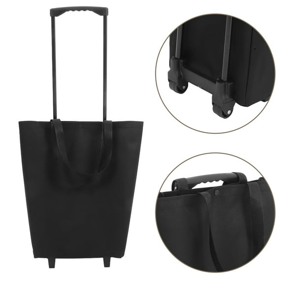 OATIPHO Foldable Shopping Cart with Wheels Black Portable Grocery Trolley for Easy Transport