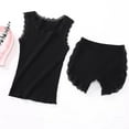 thumbnail image 5 of THDHVS Girls Summer Outfits,Kids Casual Sets,Fashion Girl Summer Lace Thread Round Neck Solid Color Short Sleeve Elastic Waisted Underwear Two-Piece Set Black 5-6 Years, 5 of 7