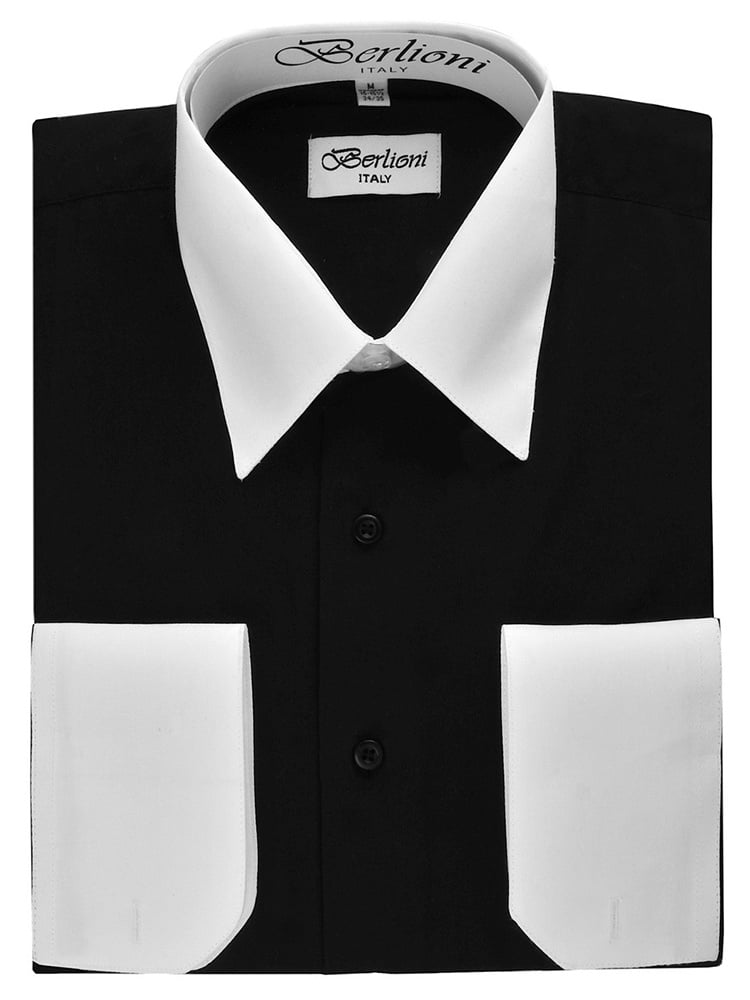 Details about   Berlioni Italy Men's Classic Laydown Collar Dress Shirts For All Occasions White 