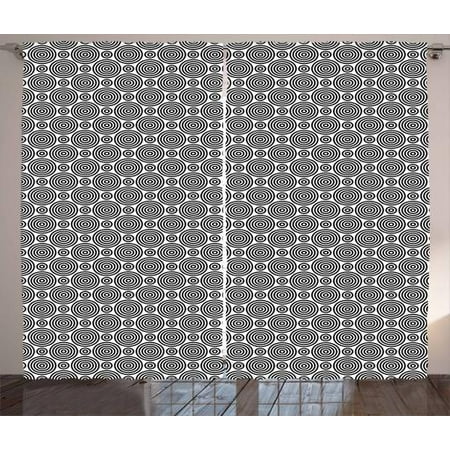 Geometric Curtains 2 Panels Set Concentric Various Monochrome