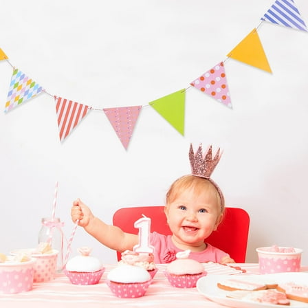 FELTECHELECTR Flag Banner Party Pennant Bunting Paper Assorted Color 1Set