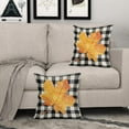 thumbnail image 3 of Fall Pillow Covers 18x18 Set of 2 Autumn Fallen Leaves Maple Leaf Print Black Buffalo Plaid Throw Pillows Thanksgiving Outdoor Decorative Outdoor Pillowcase Linen Square Cushion Cover for Couch Sofa, 3 of 6