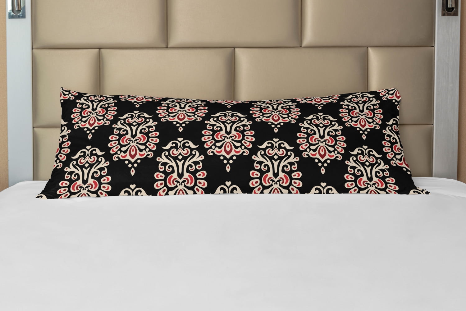 Damask Body Pillow Case Cover with Zipper, Traditional Old Fashioned