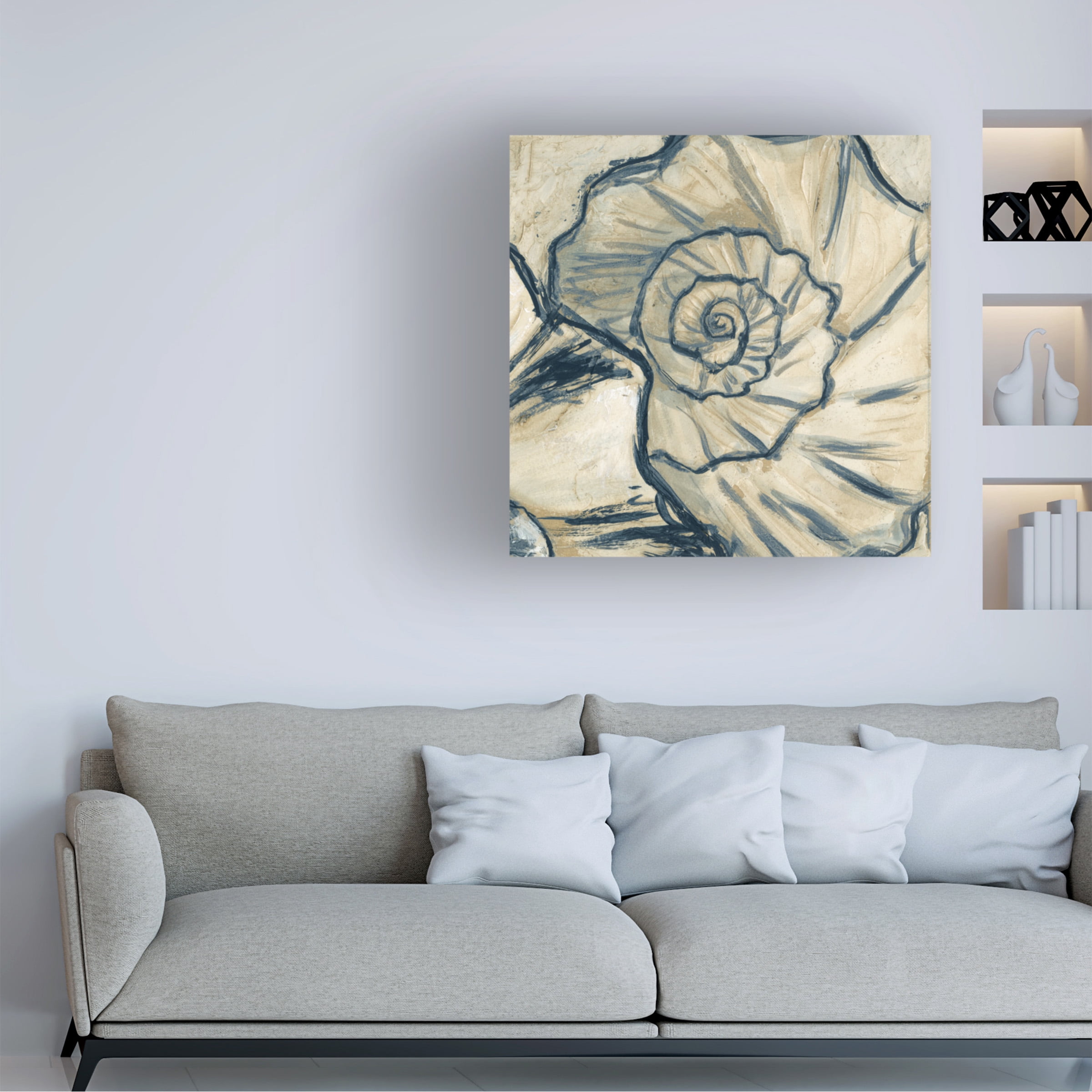 Megan Meagher 'Navy Seashell Spiral II' Canvas Art