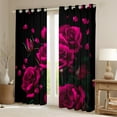 thumbnail image 2 of Manfei Couple Valentines Day Black Out Curtains, Pink Flower Floral Curtains Pack of 2 (42x63 Each), Chic Botanical Rose Bedroom Curtains, Curtains and Drapes Decor, 2 of 6