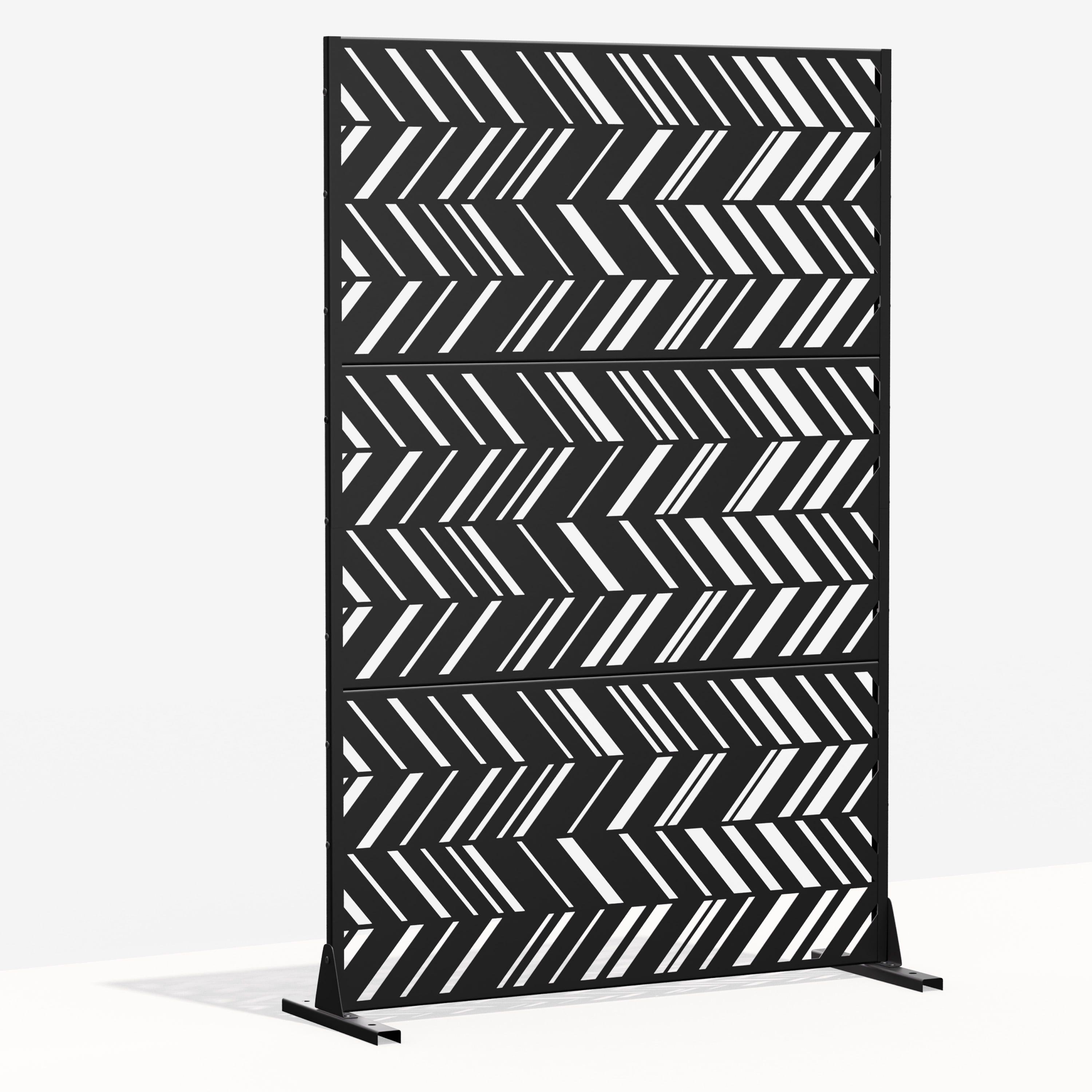 MAYEERTY 72"x47" Outdoor Privacy Screen with Stand Christopher Metal Balcony Decorative Screen,Black