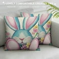 thumbnail image 3 of PRATYUS  Happy Easter Rabbit Flowers Easter Eggs Throw Pillow Covers, Bunnies Easter Eggs Stripes Plaid Cushion Case Decoration for Sofa Couch 22x22in, 3 of 5