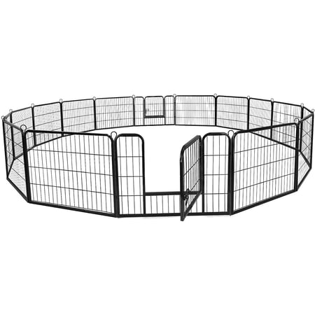 Howcool 24 inch Dog Pen Foldable Metal 16 Panels Exercise Pen Pet Playpen Puppy Cat Exercise Fence Barrier Playpen Kennel