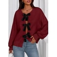 thumbnail image 6 of PRETTYGARDEN Cardigan Sweaters for Women Fall Bow Tie Front Long Sleeve Knit Sweater Tops Cute Going Out Outfits, 6 of 9