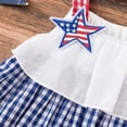 thumbnail image 4 of lnmuld Toddler Girls Independence Day Tiered Dress Red White Blue Plaid Star Embroidery Sleeveless Party Outfit Size:6-12 Months, 4 of 8