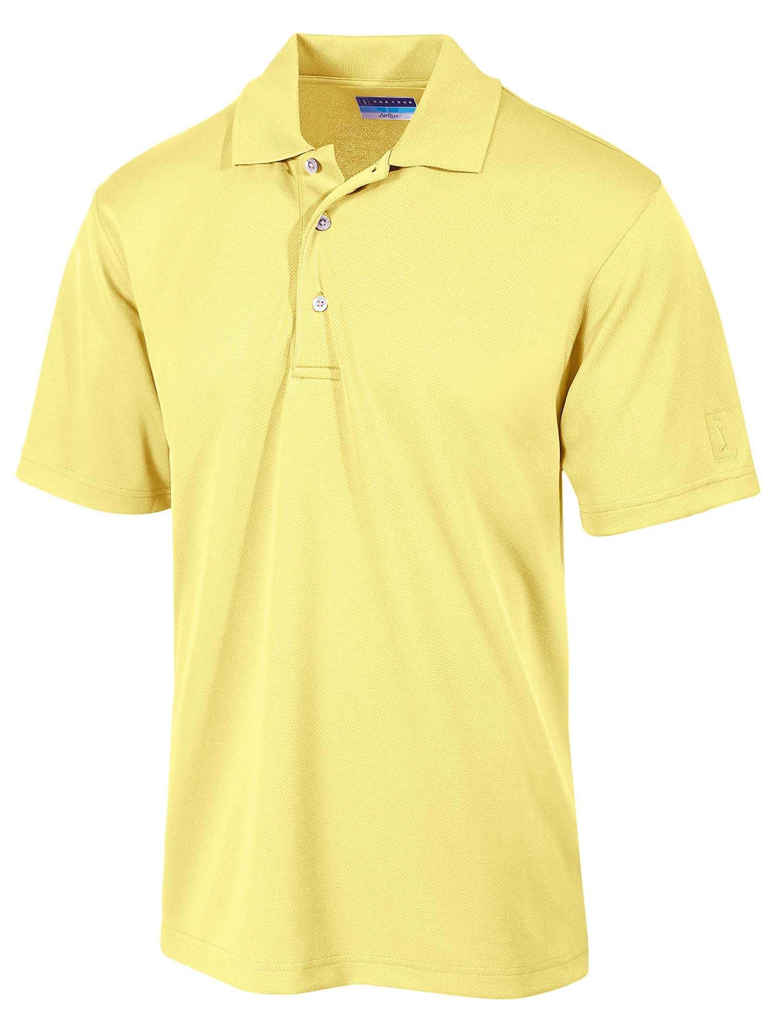 PGA Tour Pale Banana Yellow Airflux Short Sleeve Golf Polo Shirt Size X