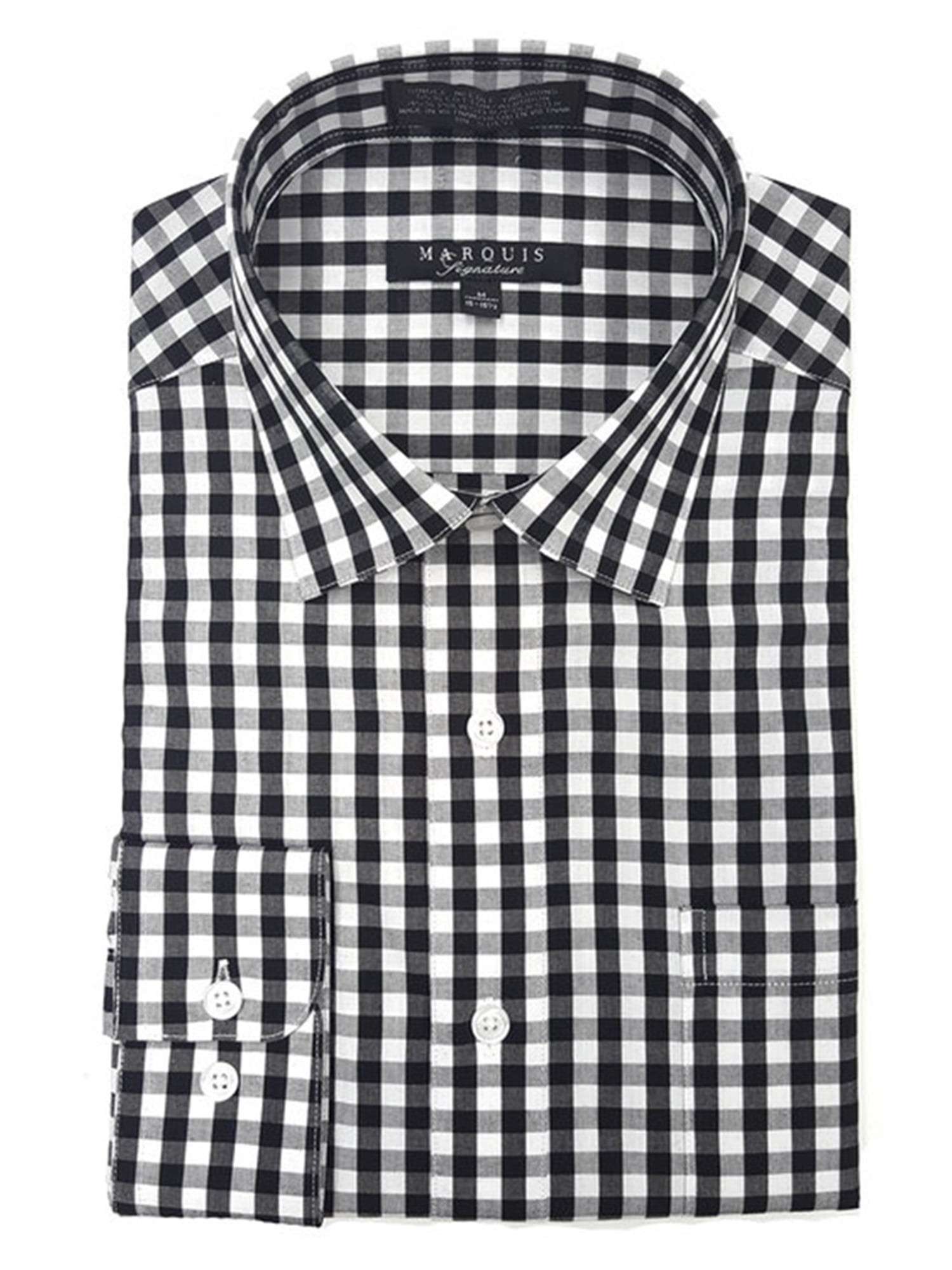 Marquis Men's Black Gingham Checkered Long Sleeve Modern Fit Shirt, Size -  S - Walmart.com