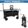 thumbnail image 7 of Dkelincs Folding Wagon Cart Portable Garden Cart with Foldable Table Board & Adjustable Handle for Camping Picnic, Black, 7 of 7