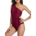 thumbnail image 3 of Women's One Shoulder Monokini Swimwear Cut-Out String One-Piece Swimsuit, 3 of 7