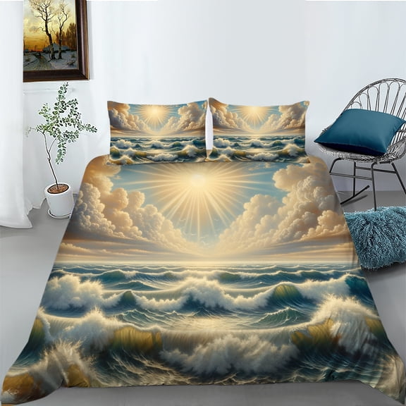 Home Textiles 3D Sky Clouds Sun Printed Comforter Cover Set Kids Adult Superior Bedroom Decor Bed Set