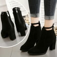 thumbnail image 2 of Women's High Heel Ankle Boots Fashion Ankle Strap Buckle Chunky Block High Heeled Booties Ladies Dress Mid Calf Dressy Short Boots Shoes for Women, 2 of 9