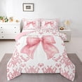 thumbnail image 2 of Erosebridal Girly Pink Bow Comforter Sets King Size, Damask Floral Comforters & Duvets, Cute Princess Decor, Reversible, 2 of 7