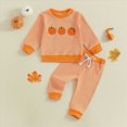 thumbnail image 2 of UAYOTSE Toddler Baby Boy Halloween Outfit Long Sleeve Pumpkin Tractor Embroidered Knit Sweatshirt and Pants Set,Sizes 6-12 Months, 2 of 7