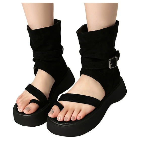 Mostsola Summer Ankle Boots for Women Cutout Platform Flip Flops Ankle Strap Booties