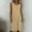 Khaki, variant on QUNYINEY Cotton Linen Summer Sundresses for Women Sleeveless Midi Blue Casual Tank Dress with Pockets Crew Neck Loose Fit Dresses