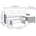 thumbnail image 4 of vidaXL Garden Sofa with Table and Cushions L-Shaped Black Poly Rattan, 4 of 5