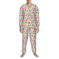 thumbnail image 3 of Salouo Tulips Flowers Print Button-Front Long Sleeve Pajama Set for Men, Soft 2Pjs Men's Long Sleeve Sleepwear-Medium, 3 of 7