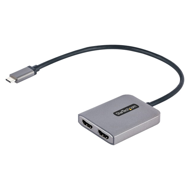 StarTech.com USB-C to Dual HDMI Adapter, USB Type-C Multi-Monitor MST Hub, Dual 4K 60Hz HDMI Laptop Display Extender / Splitter, HDR, Extra-Long Buil