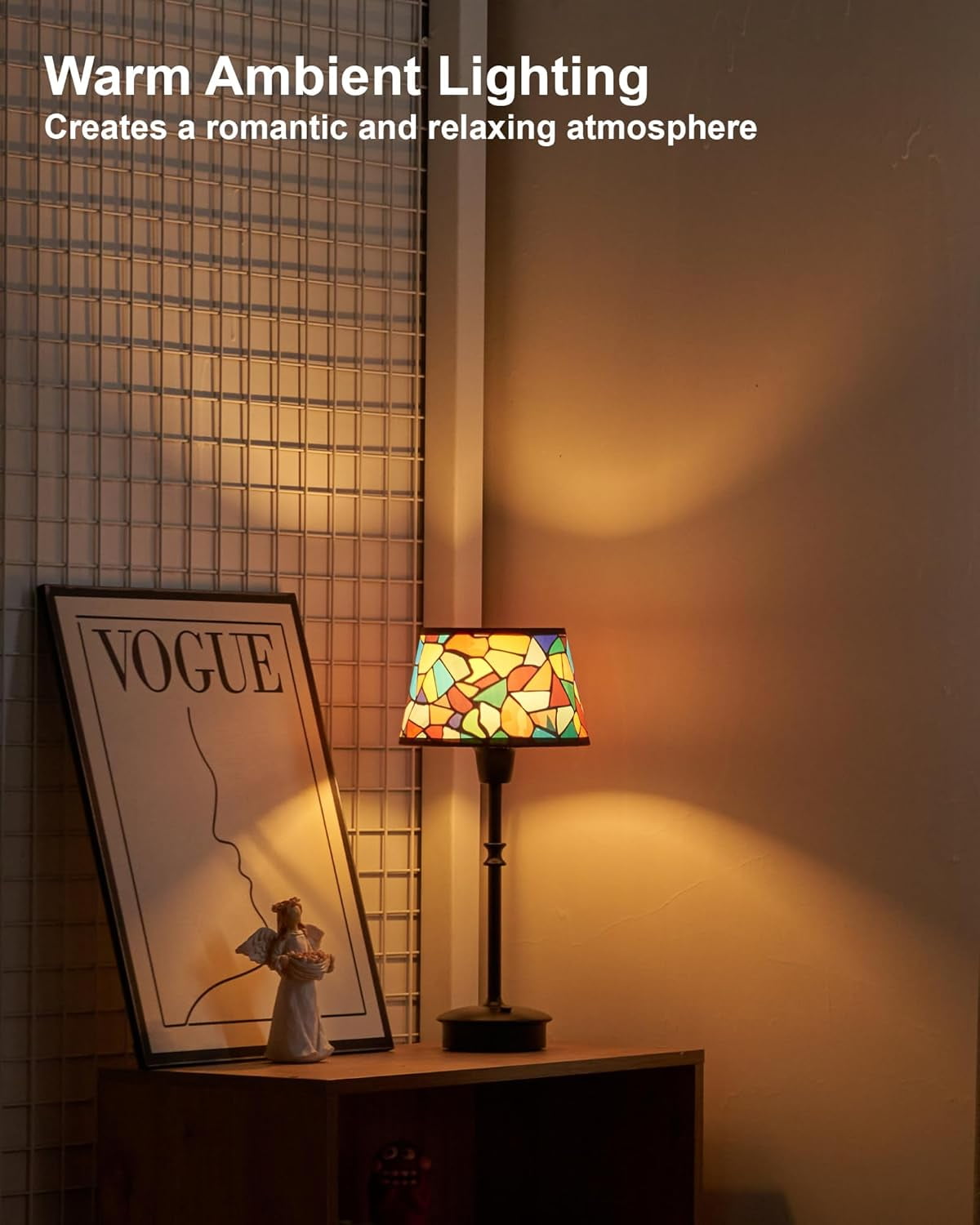 Rechargeable Cordless Table Lamp, Dimmable Touch Bedside Light, Warm Accent Ambient Lighting for Restaurant Bar Dining Patio