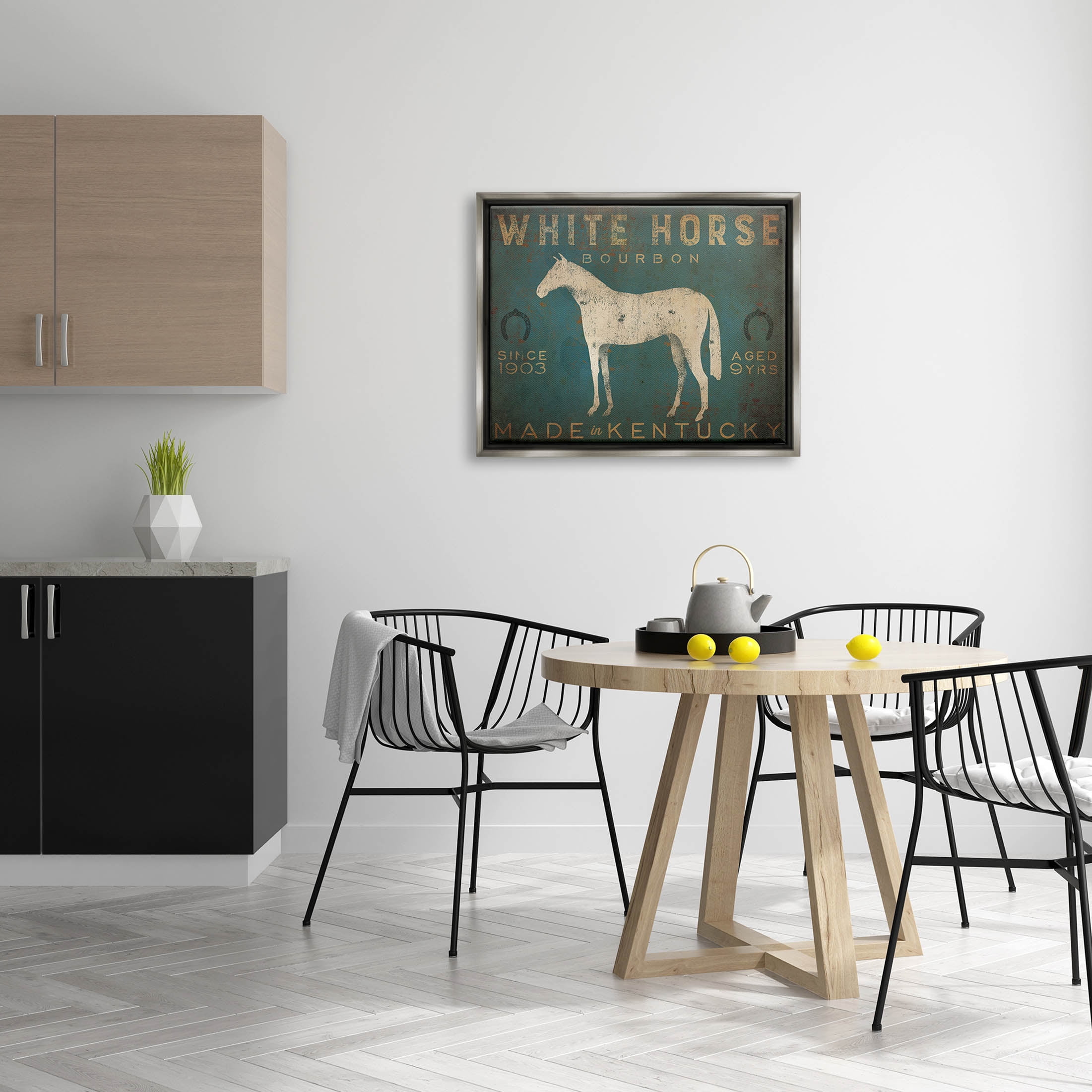 Stupell Industries White Horse Bourbon Vintage Sign Graphic Art Luster Gray Floating Framed Canvas Print Wall Art, Design by Ryan Fowler