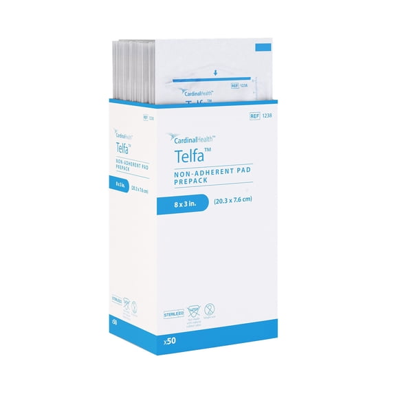 Telfa Non-Adherent Pads, Sterile, Dressing, 3 in x 8 in, 50 Count, 12 Packs, 600 Total