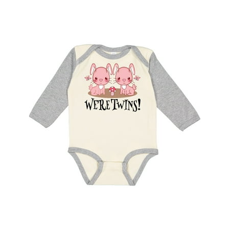 

Inktastic Twin Girls Woodland Rabbits Gift Baby Girl Long Sleeve Bodysuit