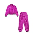 thumbnail image 5 of Doomiva Kids Girls Modern Hip Hop Jazz Dance Outfit Disco Party Long Sleeve Metallic Jacket and Pants Streetwear Hot Pink 14, 5 of 7