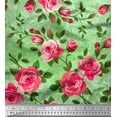 thumbnail image 1 of Soimoi Cotton Duck Fabric Leaves & Rose Flower Print Fabric by Yard 42 Inch Wide, 1 of 1